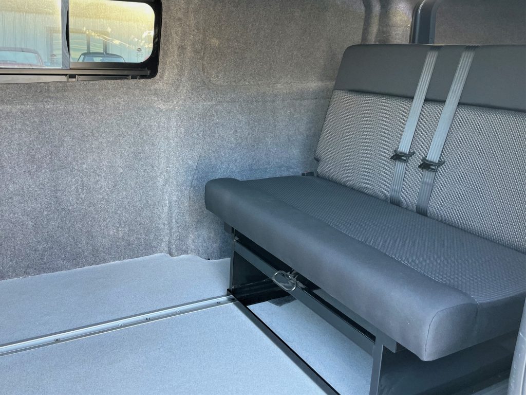 YoYo GlideMotion bed on rails in Transit Custom